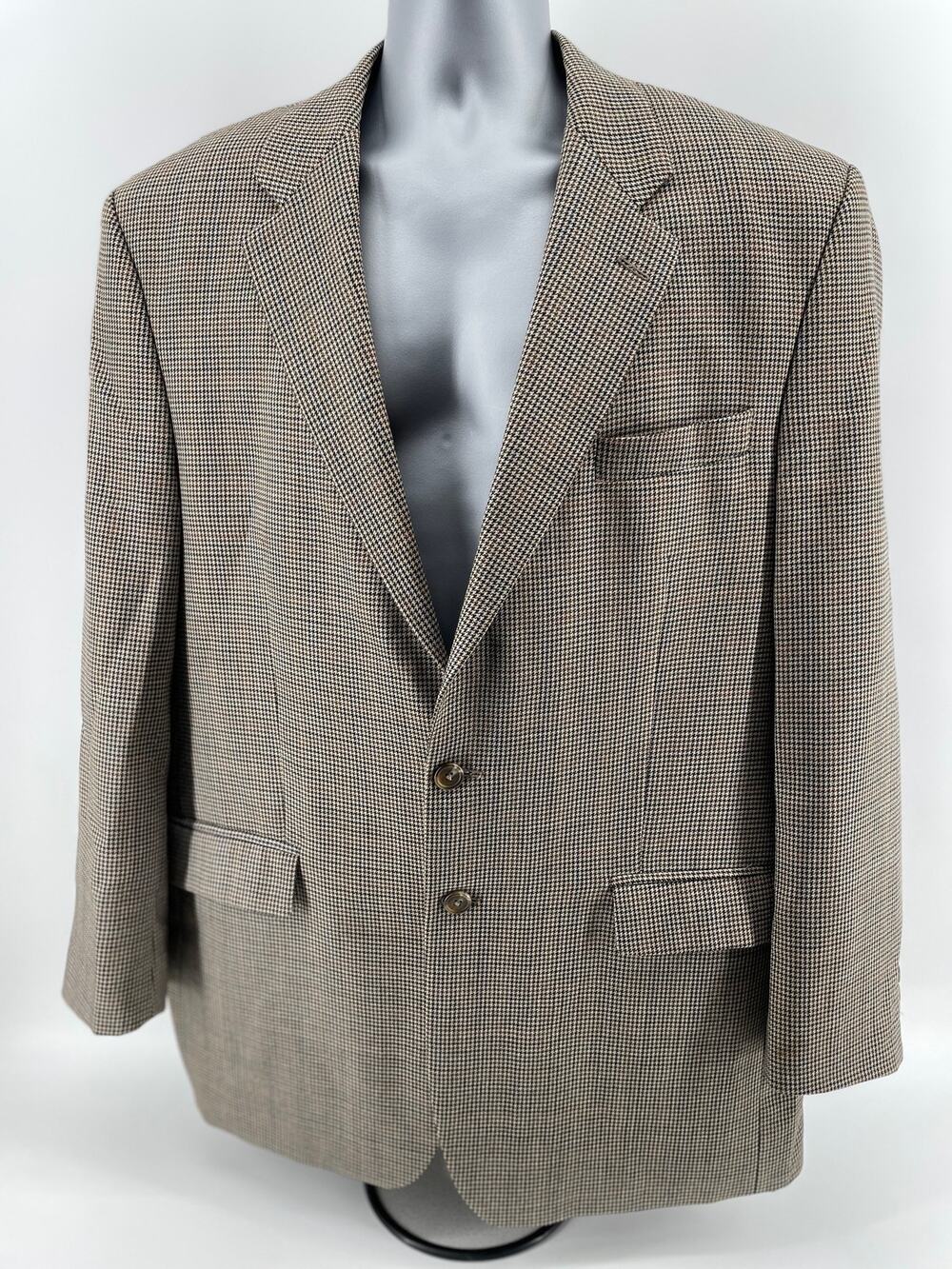 Vintage Lauren Ralph Lauren Houndstooth Blazer Men’s 44L Pure Woolmark Brown/Tan